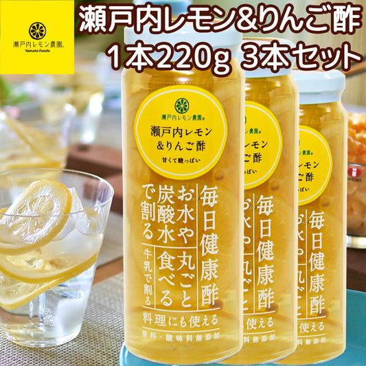 ヤマトフーズ 瀬戸内レモン＆りんご酢 220g 3本セット 広島県産レモン使用 化学調味料無添加