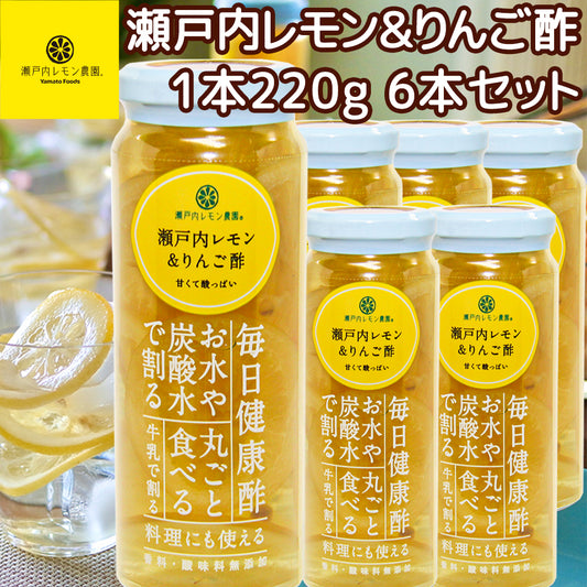 ヤマトフーズ 瀬戸内レモン＆りんご酢 220g 6本セット 広島県産 レモン使用 化学調味料無添加